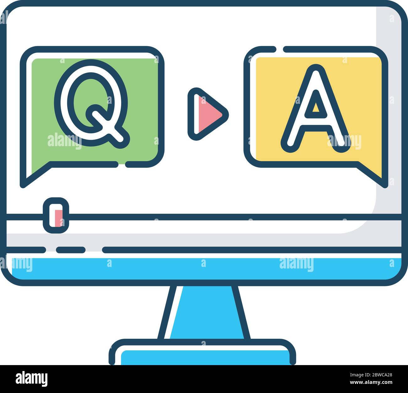 Question and answer video RGB color icon Stock Vector