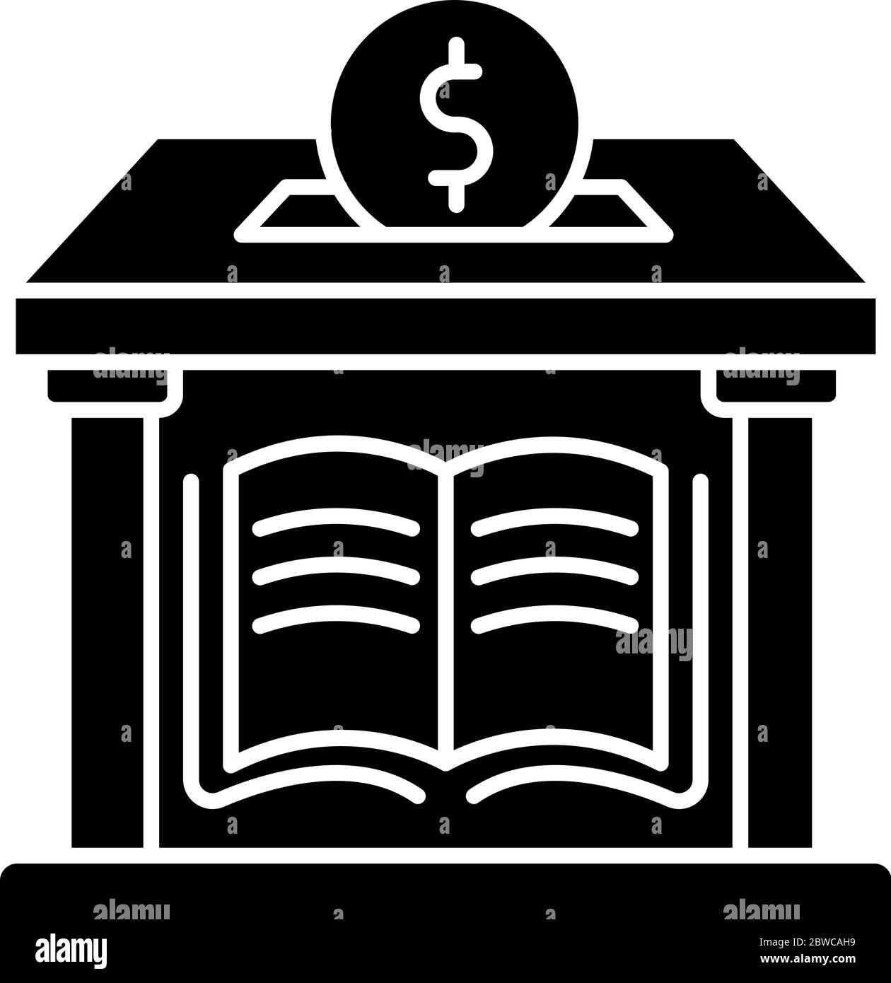 Public library donation black glyph icon Stock Vector
