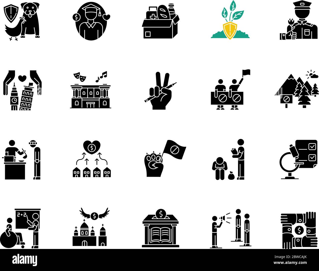 Charity black glyph icons set on white space Stock Vector Image & Art ...