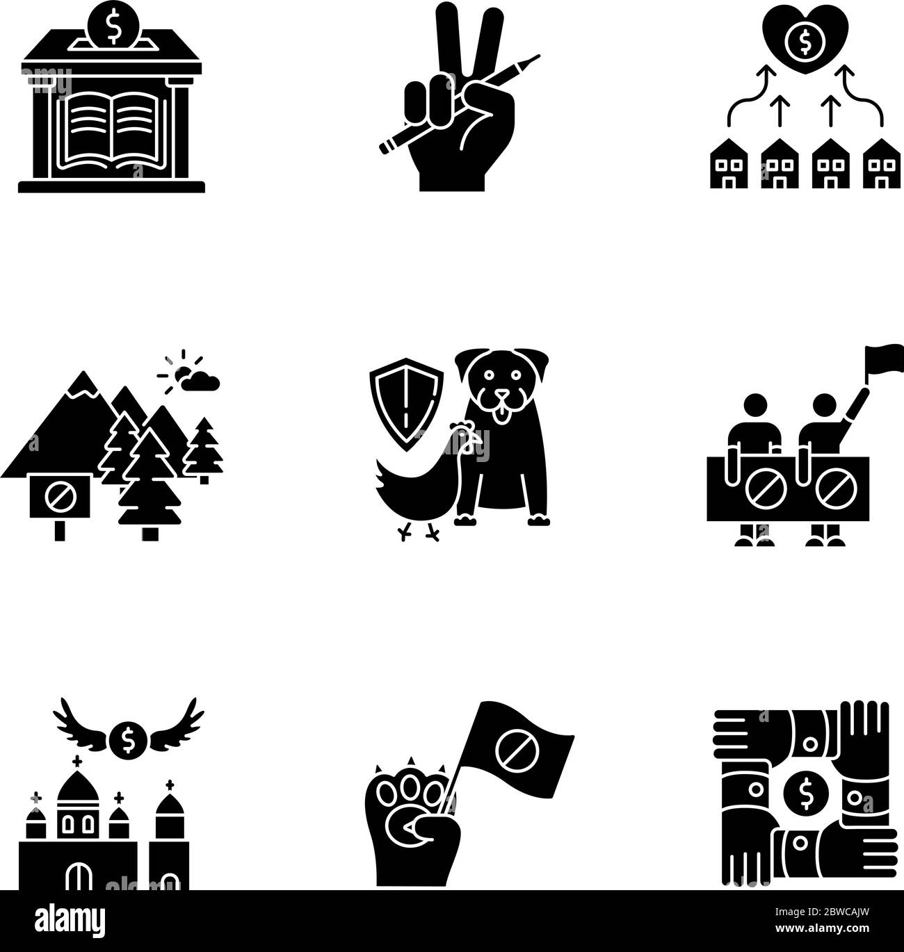 Community support black glyph icons set on white space Stock Vector ...