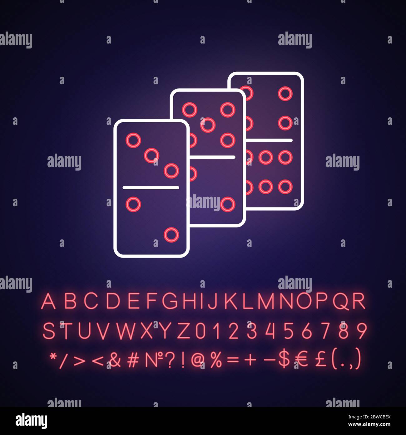 Dominoes neon light icon Stock Vector