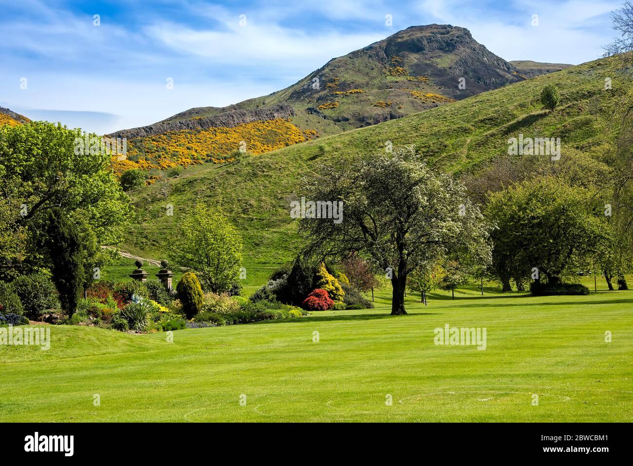 Arthur's Seat in Edinburgh, Scotland, located in Holyrood Park. Stock Photo