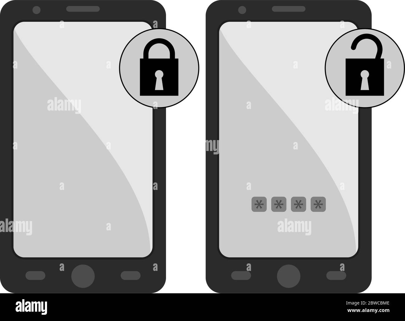 Smartphone Lock Unlock Vector Illustration Stock Vector Image & Art - Alamy