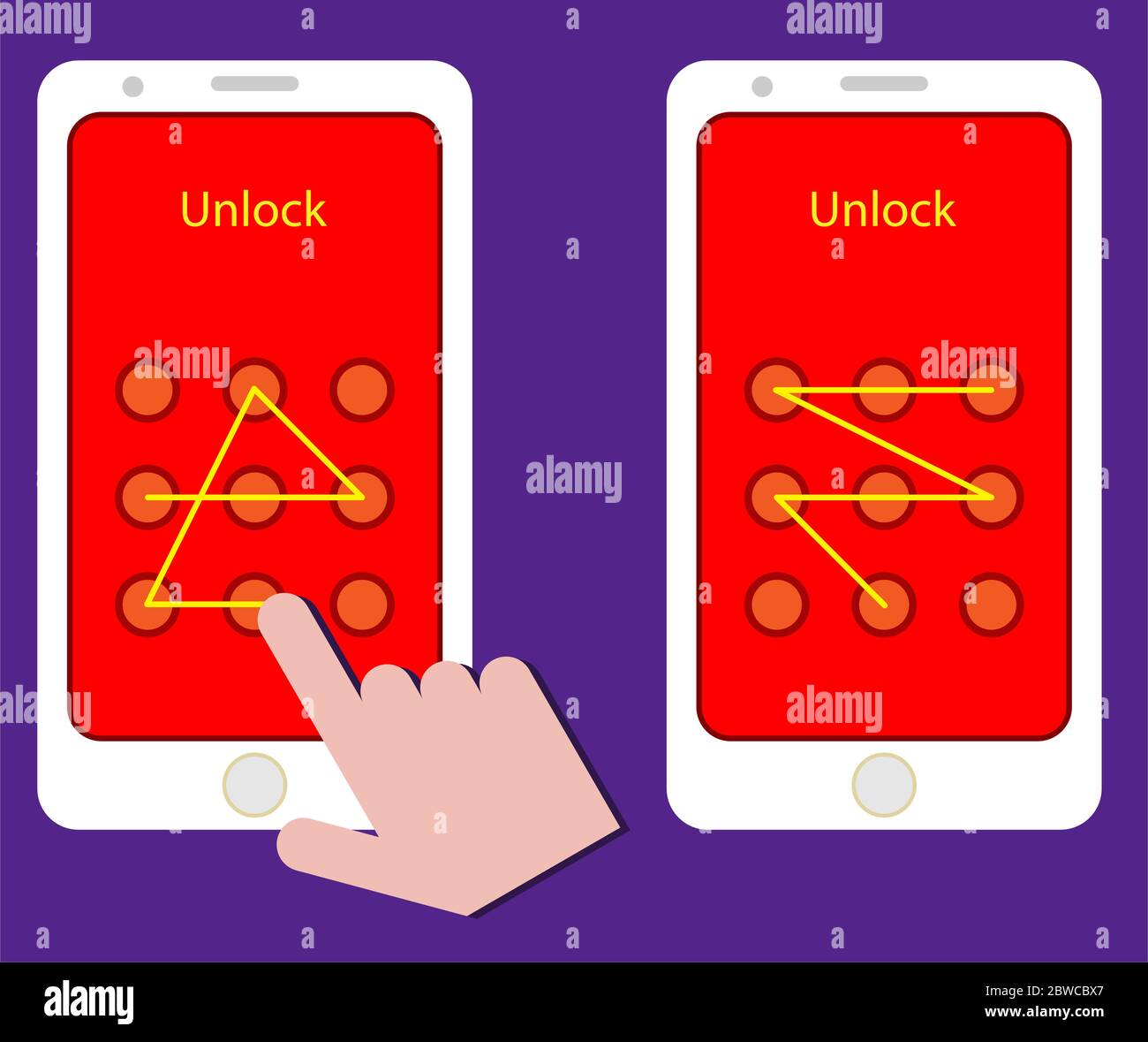 Smartphone Unlock Pattern Gesture Vector Illustration Stock Vector