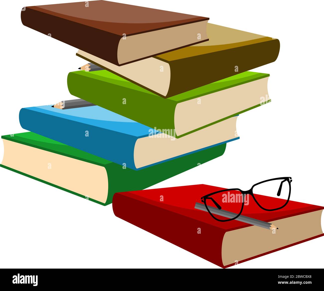 Book Pencil Spectacle Vector Illustration Stock Vector