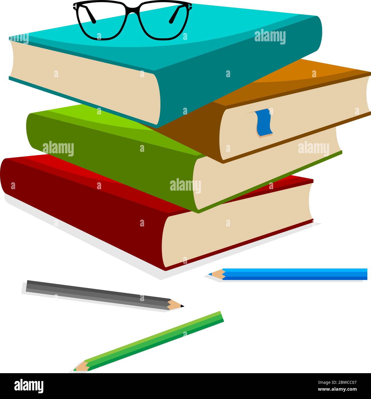 Book Pencil Spectacle Vector Illustration Stock Vector