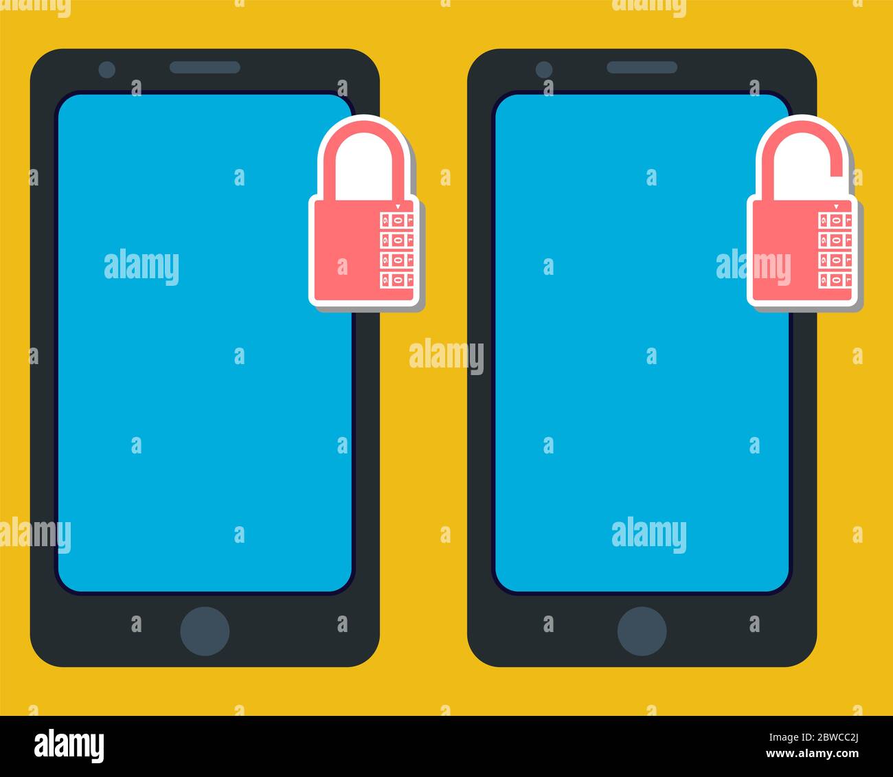 Smartphone Lock Unlock Vector Illustration Stock Vector Image & Art - Alamy