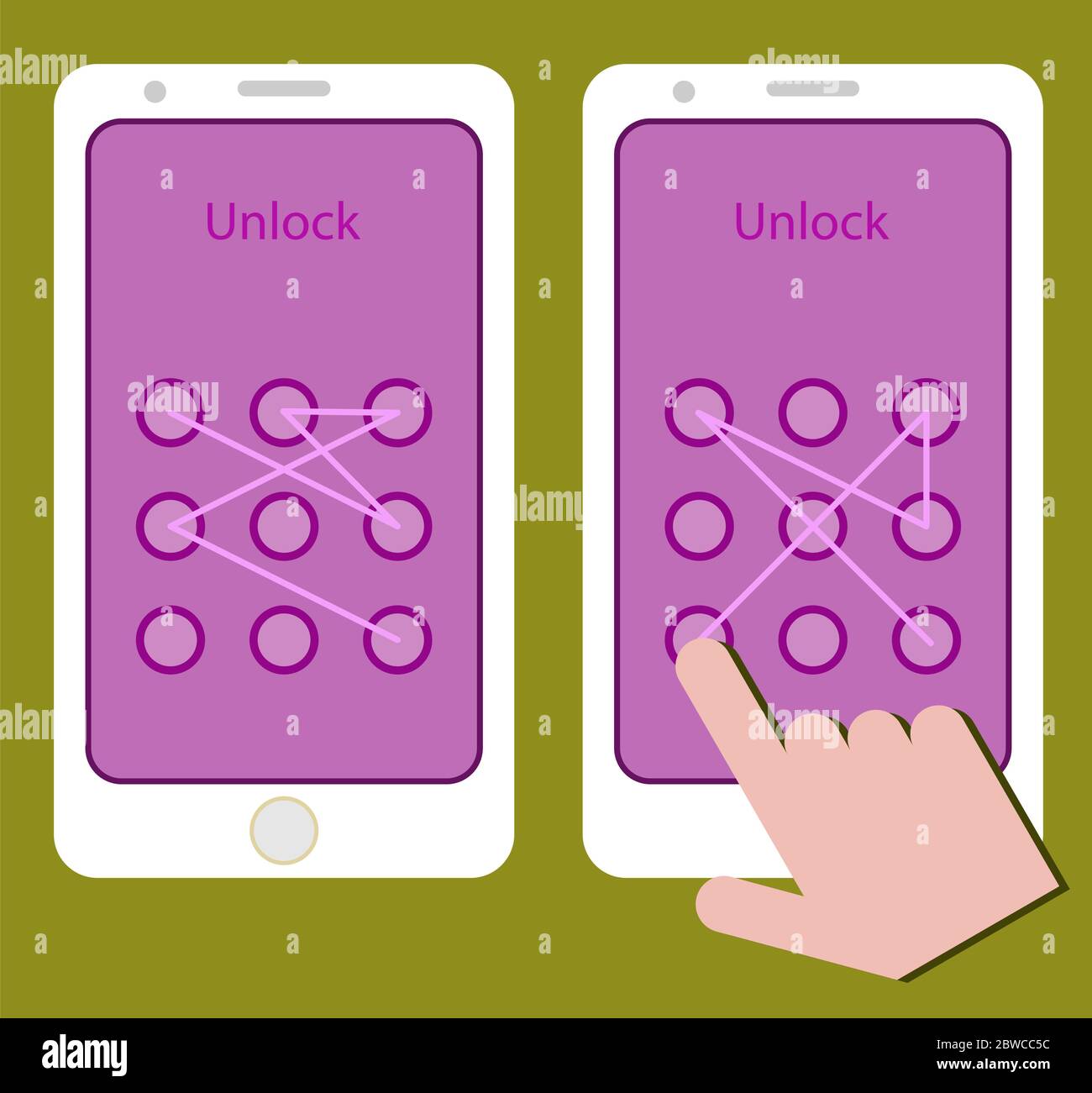Smartphone Unlock Pattern Gesture Vector Illustration Stock Vector