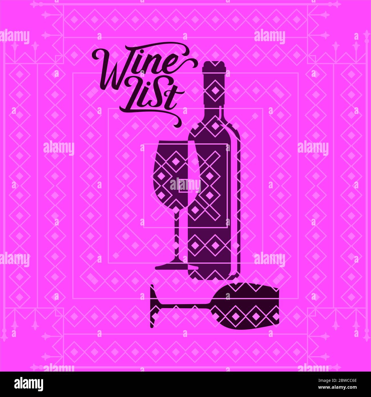 Wine List Menu Card Design Template Stock Vector