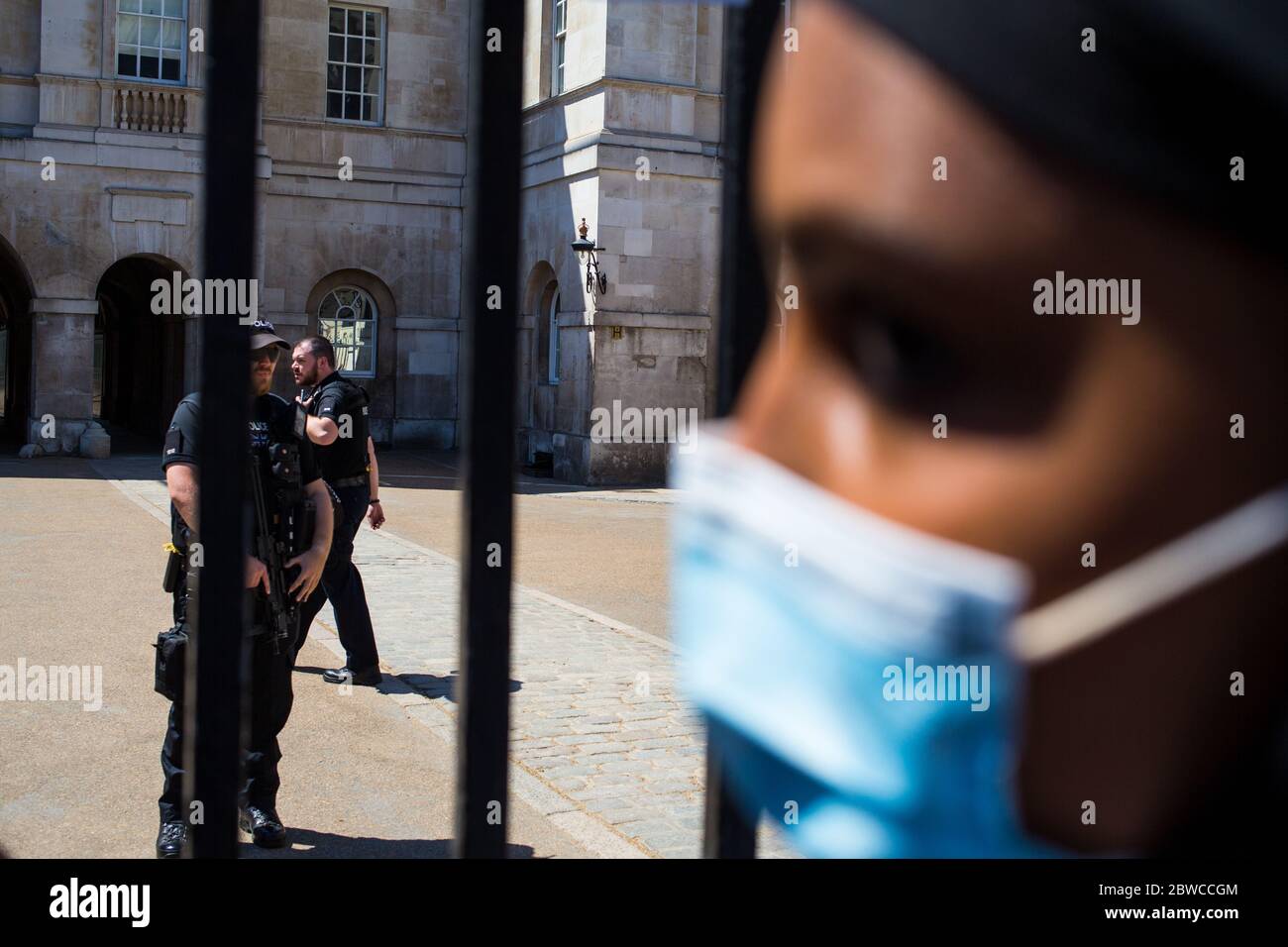 London, UK. 31st May, 2020. Protest against the killing of George Floyd in whitehall. Credit: Thabo Jaiyesimi/Alamy Live News Stock Photo