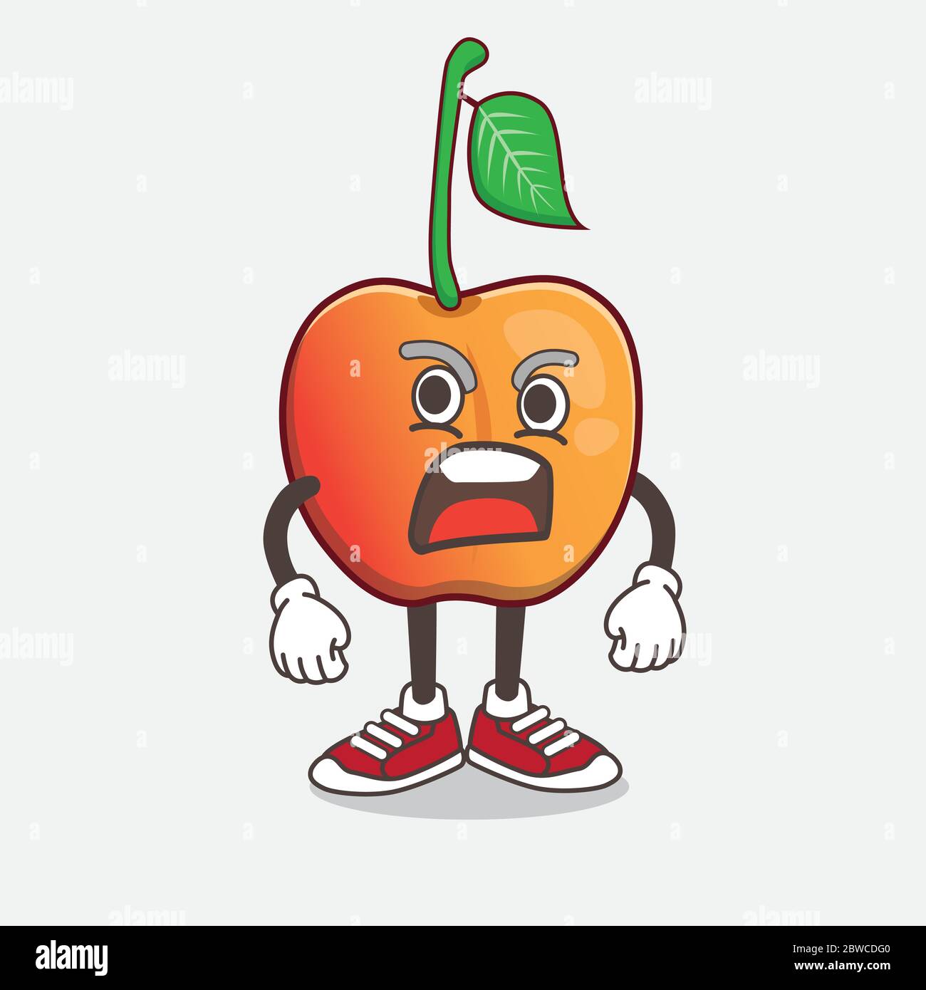 An illustration of Royal Ann Cherry cartoon mascot character with angry ...
