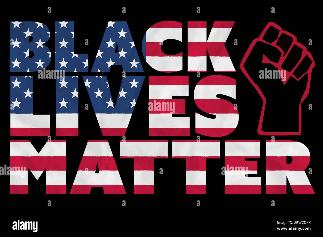 A Black Lives Matter (#BLM) graphic illustration for use as poster to raise awareness about racial inequality and prejudice against African American's Stock Photo
