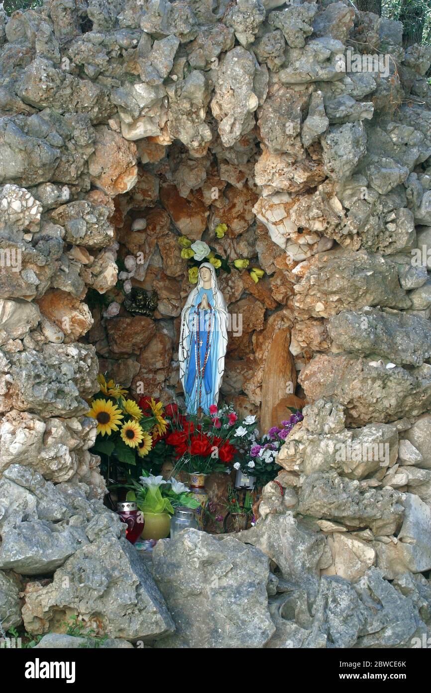 Our Lady of Lourdes, St. Jerome parish church in Lun, Croatia Stock Photo