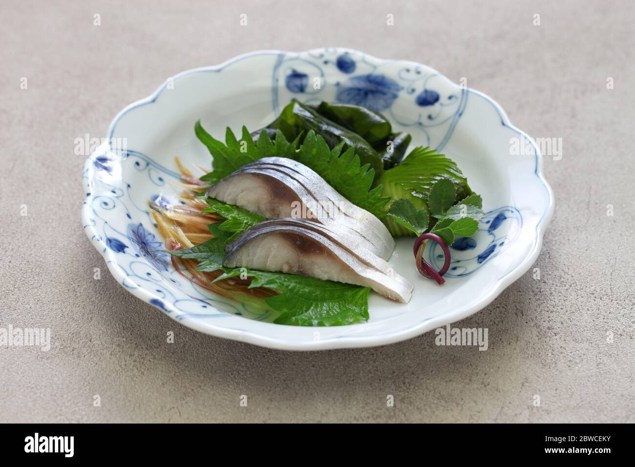 simesaba, japanese salted and vinegared mackerel sashimi Stock Photo