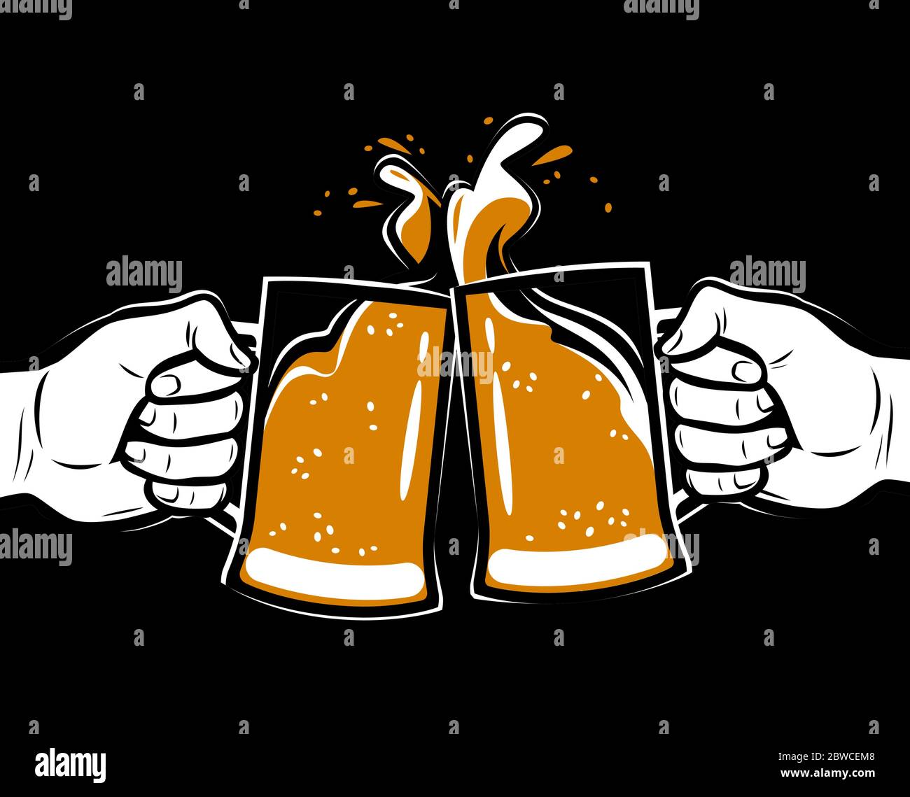 Toasting with beer. Alcoholic drink, brewing vector illustration Stock Vector