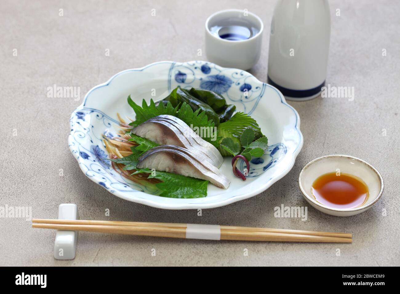 simesaba, japanese salted and vinegared mackerel sashimi Stock Photo