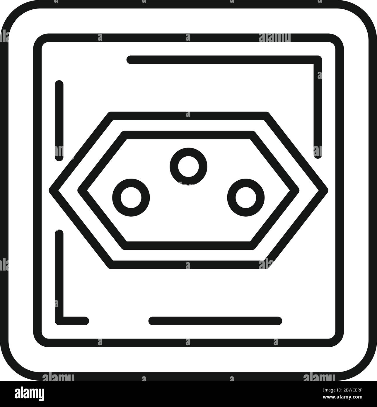 Type j power socket icon. Outline type j power socket vector icon for