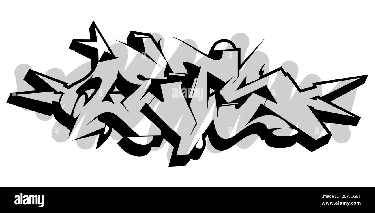 Abstract Word Lets Graffiti Style Font Lettering Vector Illustration