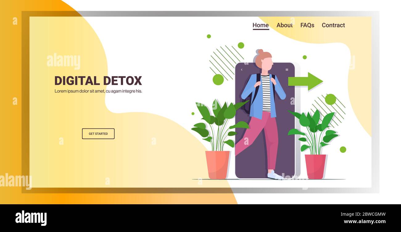 woman coming out of cellphone digital detox concept girl escaping from ...