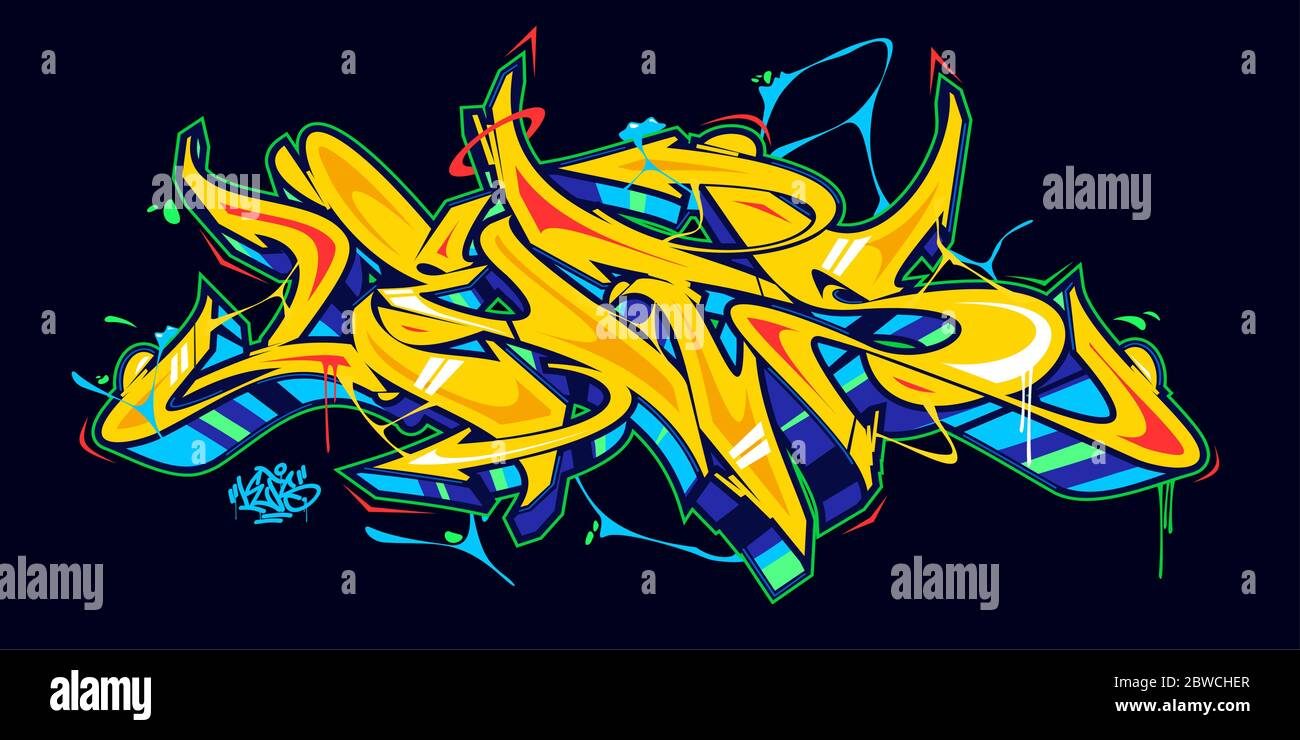Abstract Word Lets Graffiti Style Font Lettering Vector Illustration Stock Vector