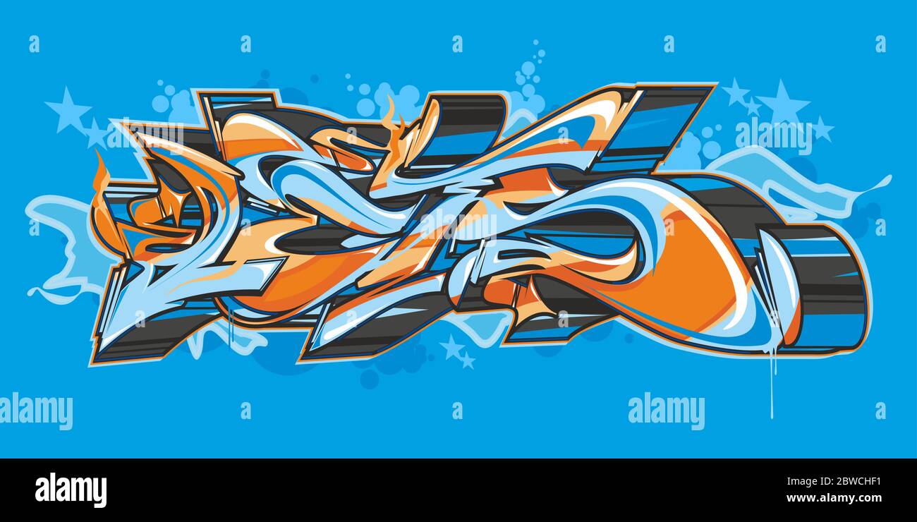 Abstract Word Lets Graffiti Style Font Lettering Vector Illustration Stock Vector