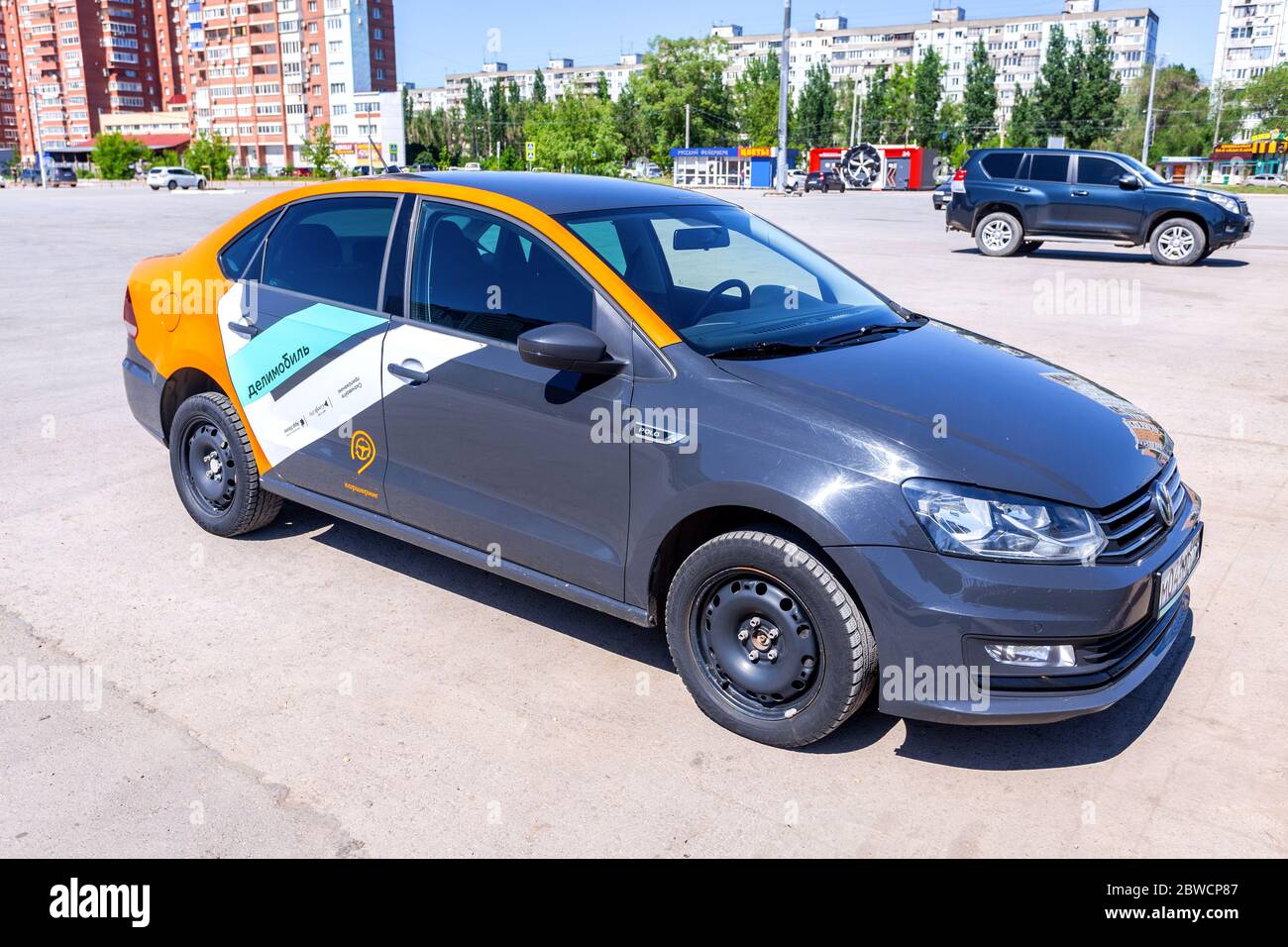 Samara, Russia May 29, 2020 Car sharing Delimobil car parked in the
