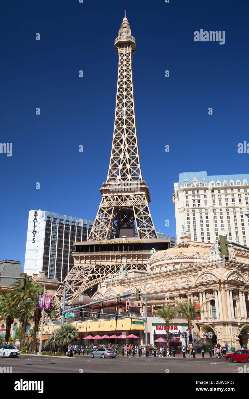 Las Vegas, Nevada - August 30, 2019: Eiffel Tower at Paris Las Vegas Hotel and Casino in Las Vegas, Nevada, United States. Stock Photo