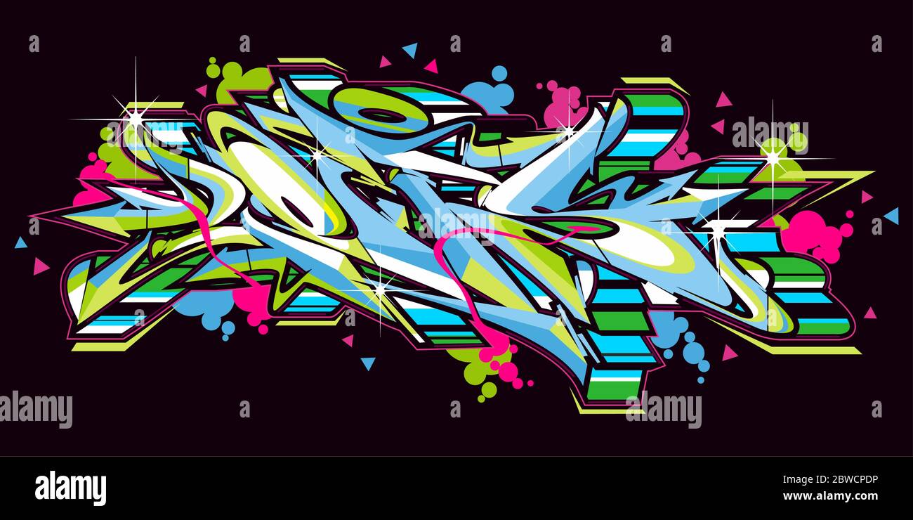 Abstract Word Lets Graffiti Style Font Lettering Vector Illustration Stock Vector