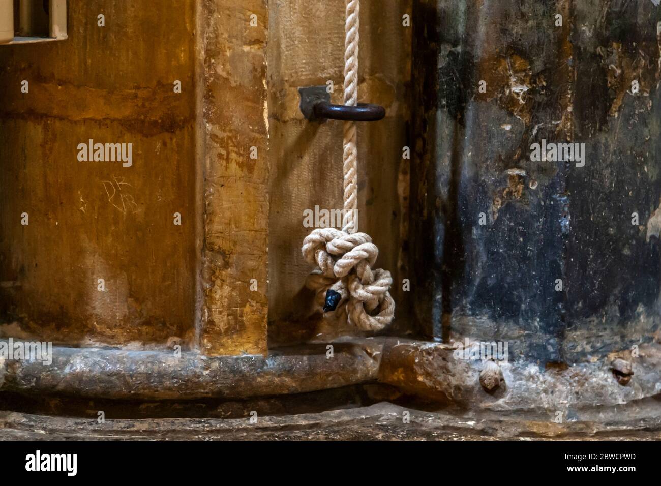 Knot at End of Bell Rope in Lincoln Cathedral Stock Photo