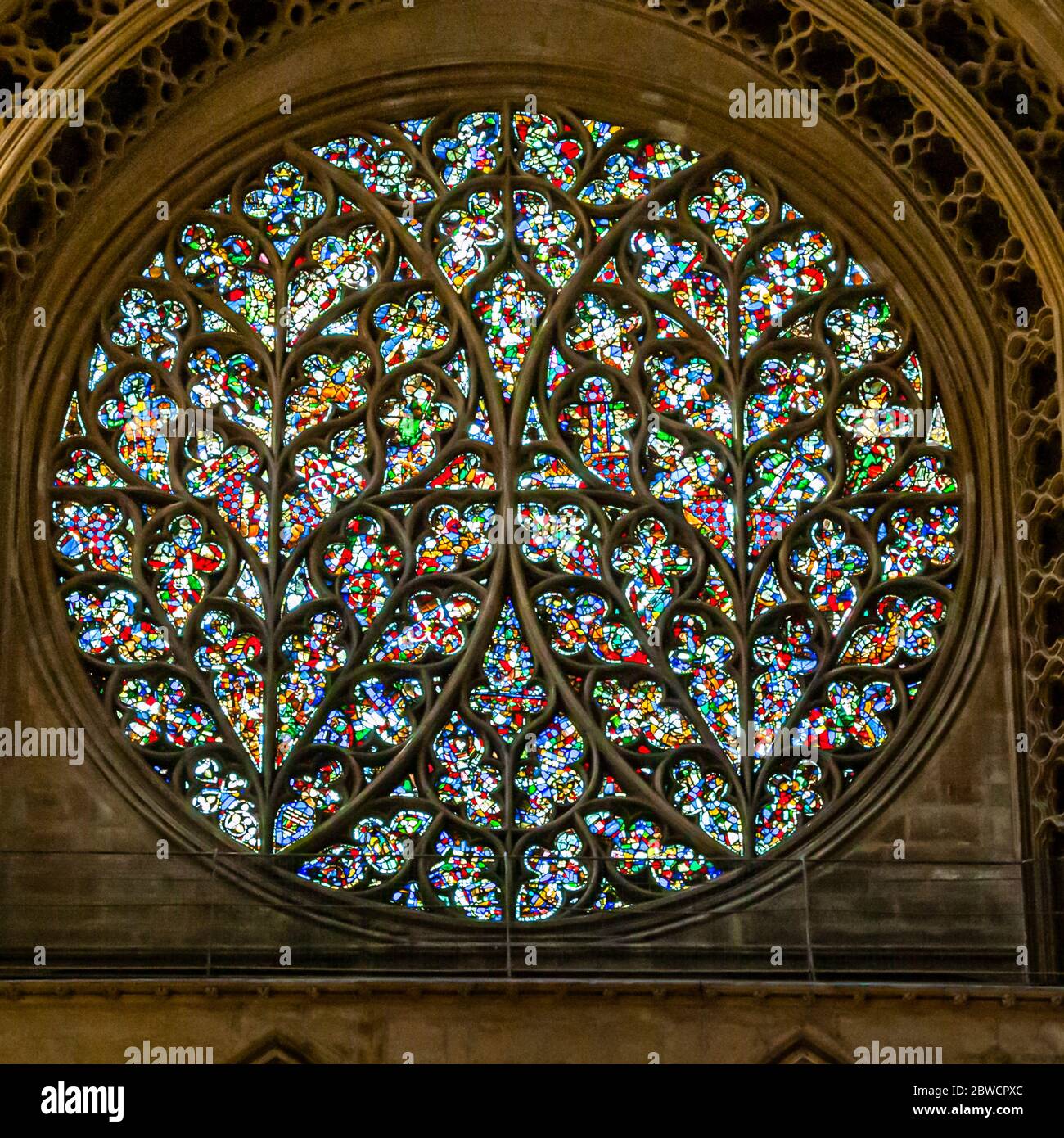 Bishop's Eye rose window of Lincoln Cathedral Stock Photo - Alamy