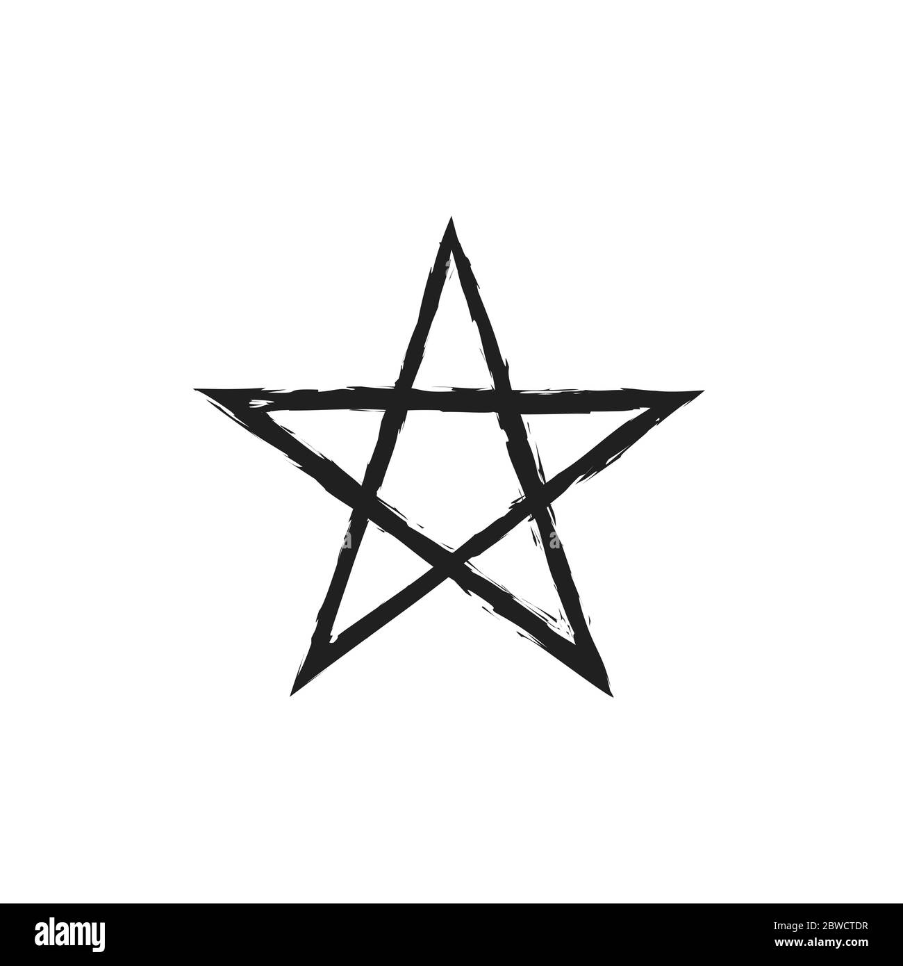 Grunge linear star. Stock vector illustration isolated on white background. Stock Vector