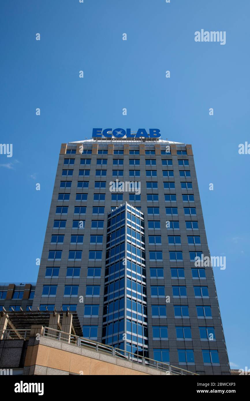 St. Paul, Minnesota.  Ecolab is the global leader in water, hygiene and energy technologies and services.  It makes disinfecting and cleaning products Stock Photo
