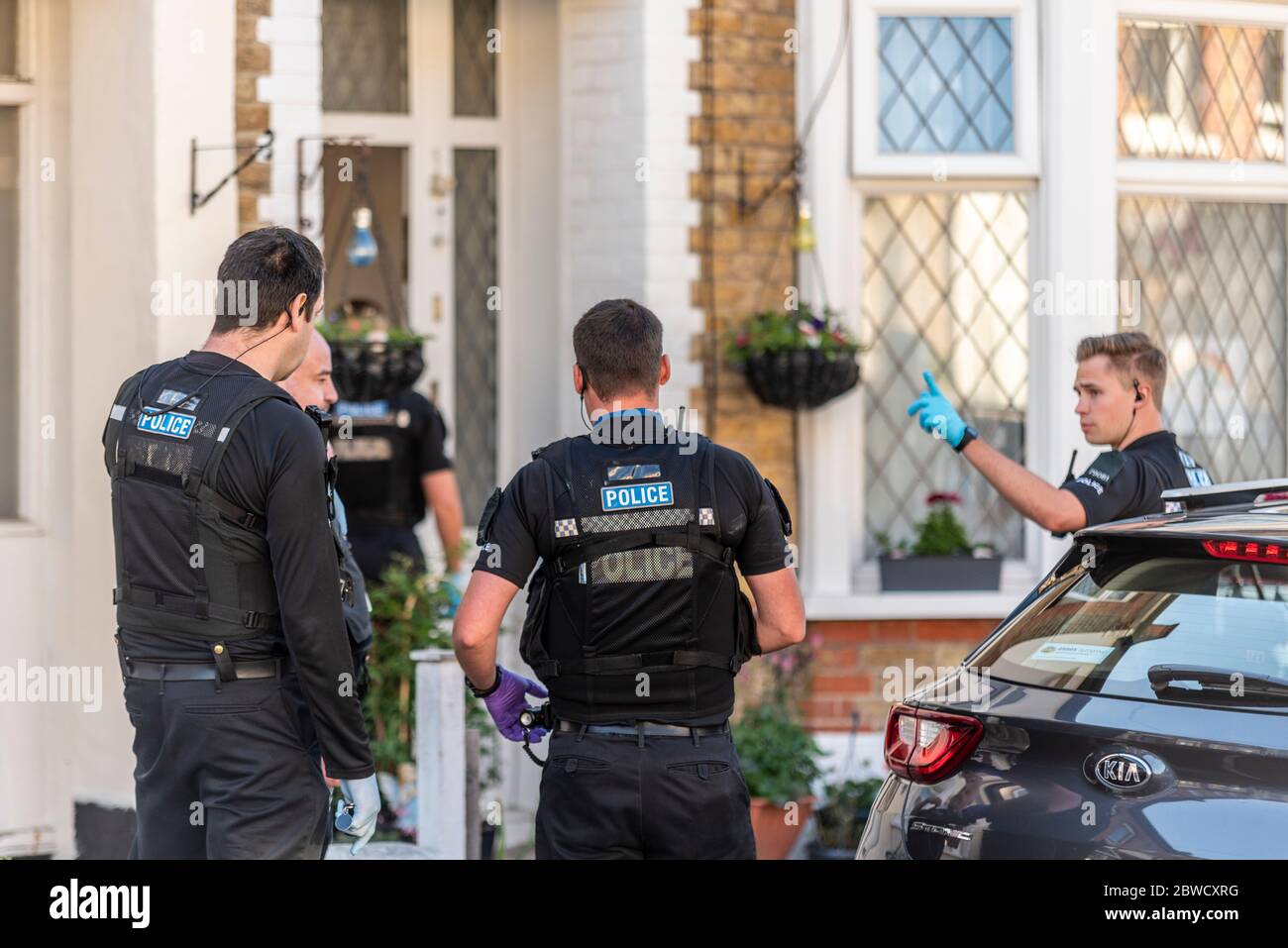 Essex police called to an address in Westcliff on Sea, Essex, UK, for a case of domestic violence during the COVID-19 Coronavirus pandemic lockdown Stock Photo