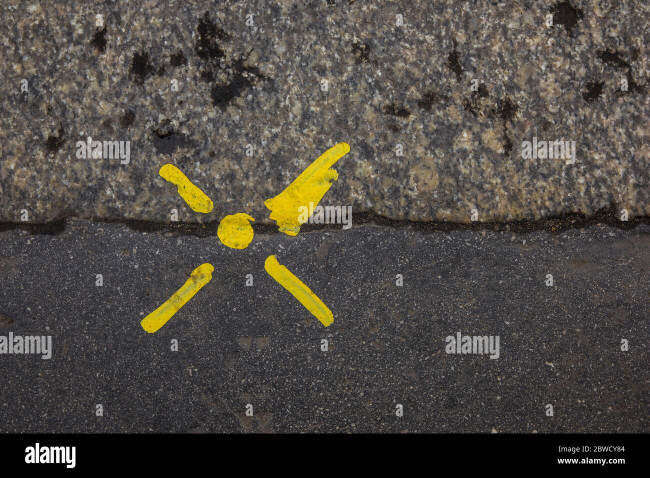 Yellow Rump Sign Road yellow road sign on the road Stock Photo - Alamy
