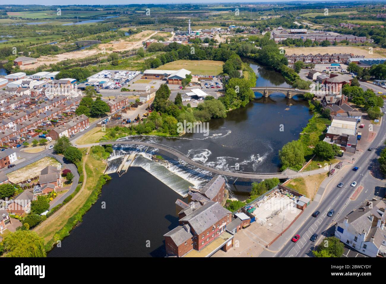 Aerial photo of the village centre of Castleford in Wakefield, West