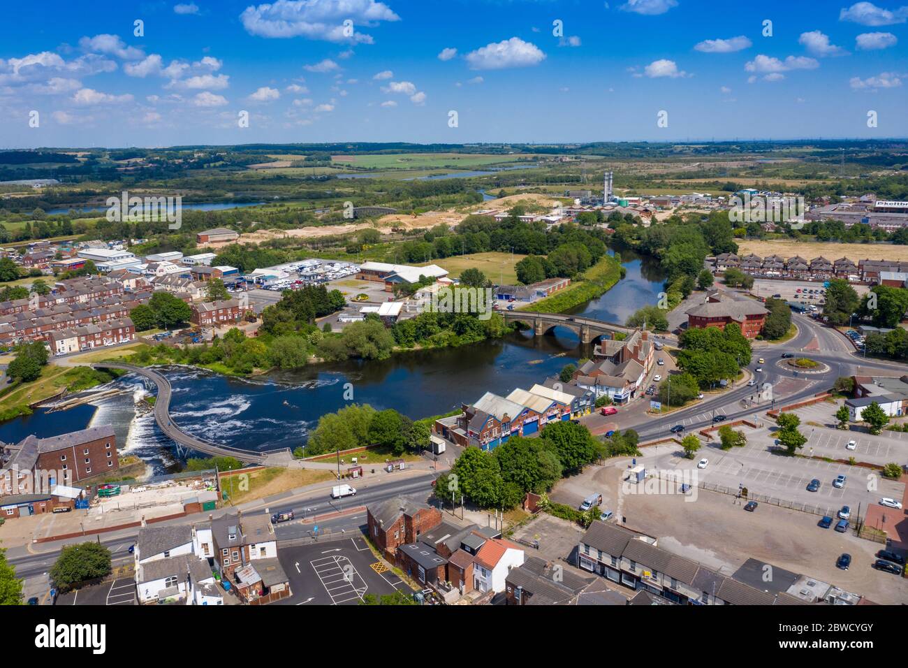 Aerial photo of the village centre of Castleford in Wakefield, West