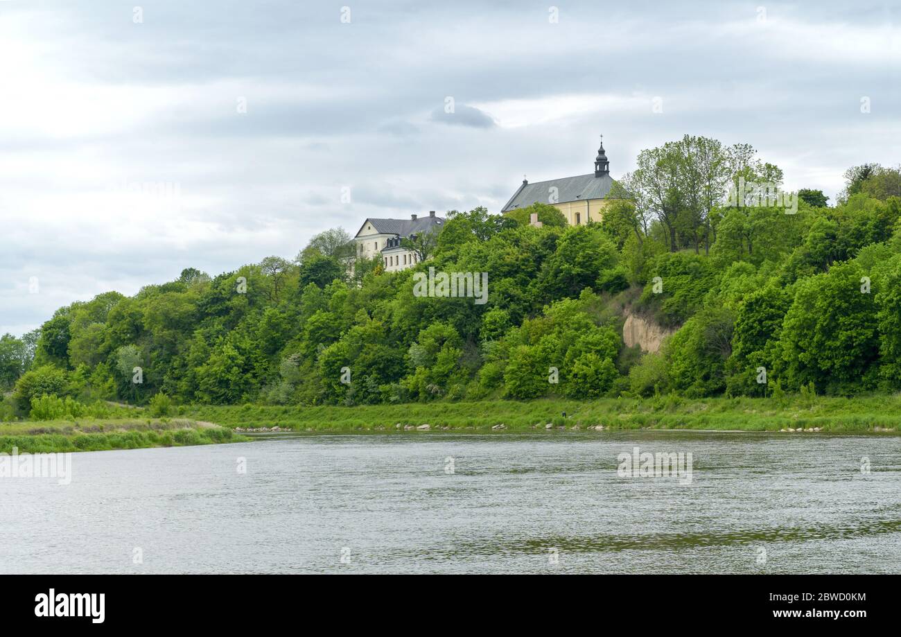 Panorama of Bug River and Castle Hill in Drohiczyn one of the oldest town in Poland, Europe Stock Photo
