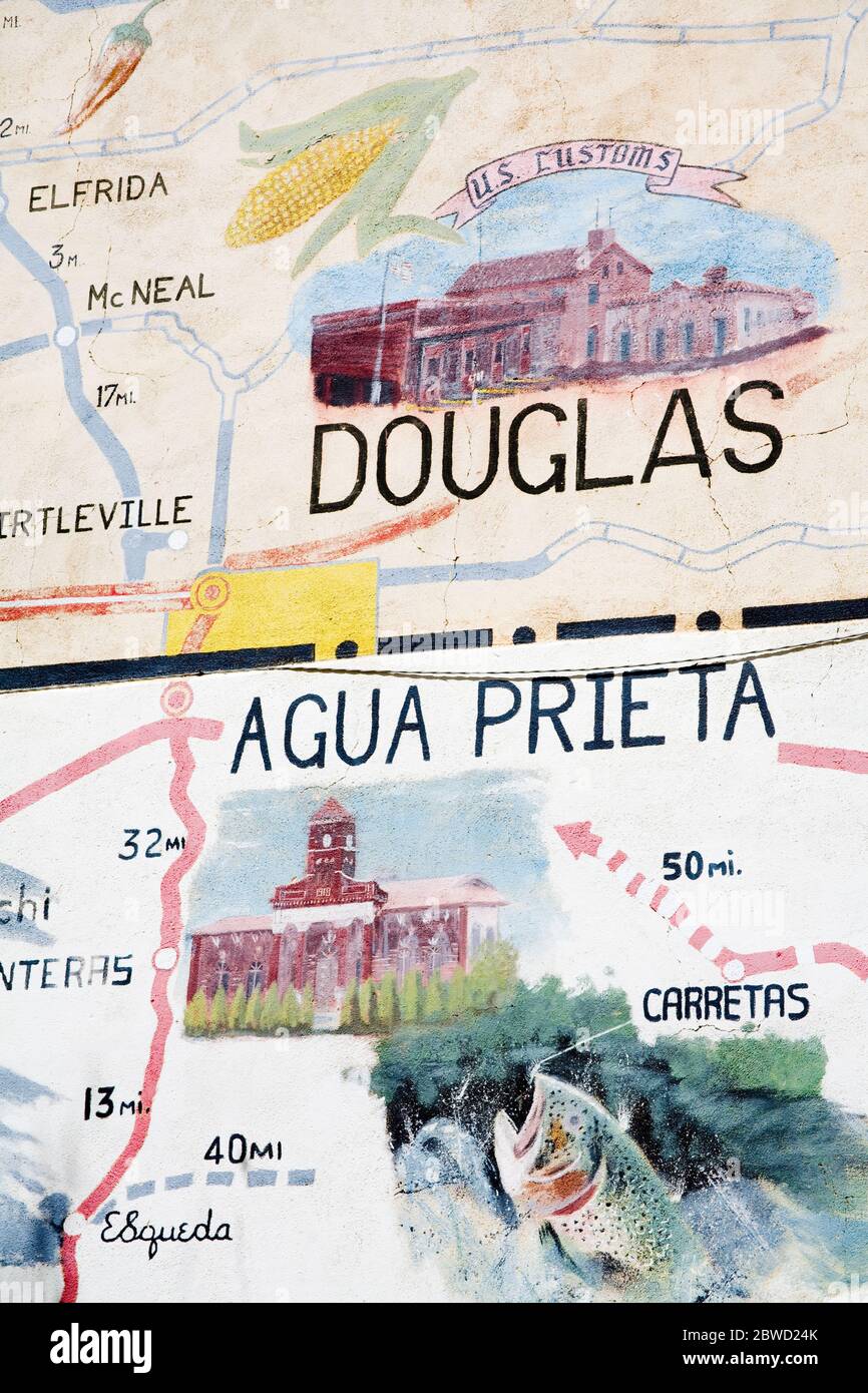 Downtown Mural, Douglas, Cochise County, Arizona, USA Stock Photo
