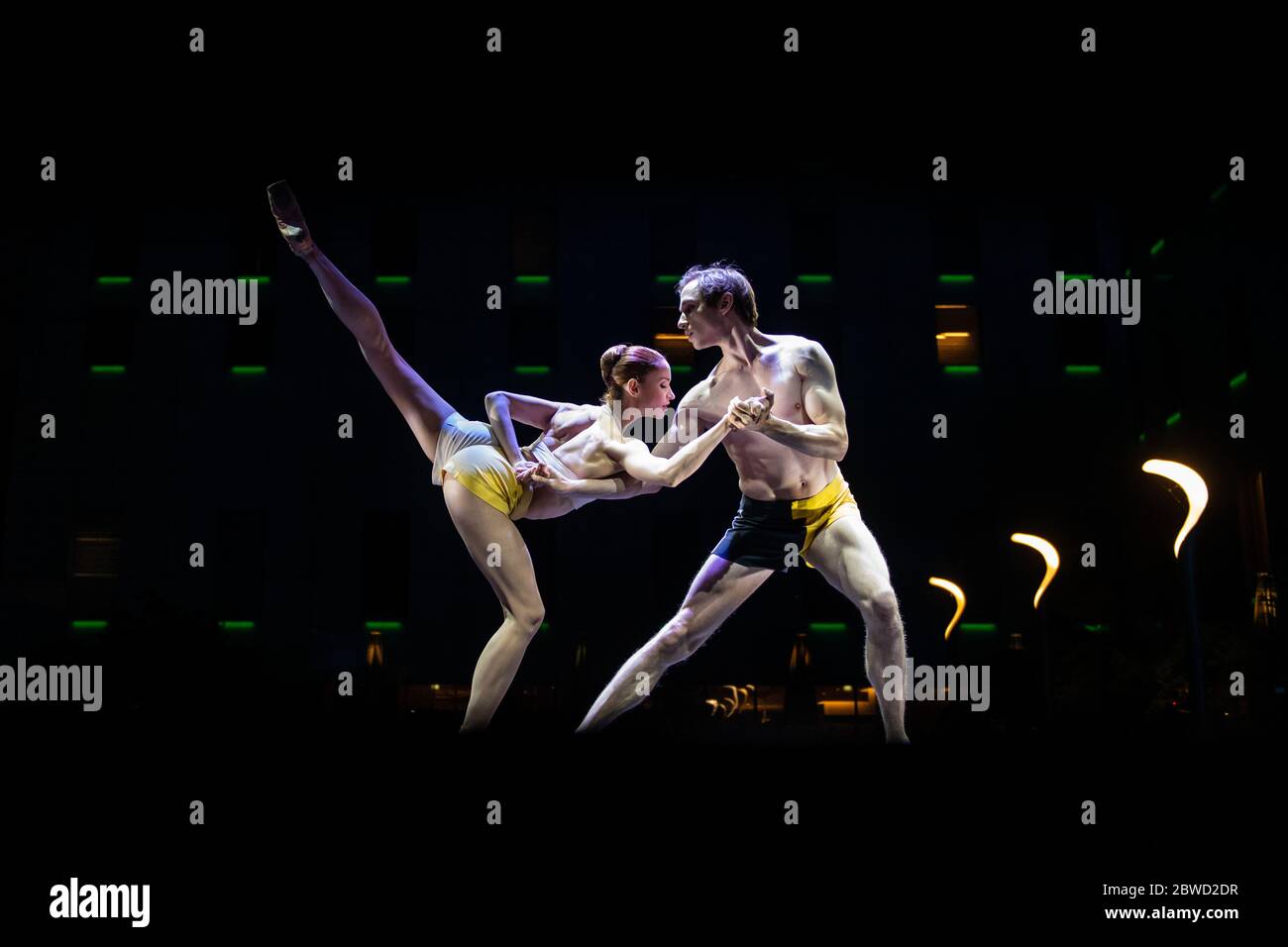 Miriam Novitzka and Roman Novitzky (Stuttgart Ballet) performing at the international open air event CHOREA 2019. Stock Photo