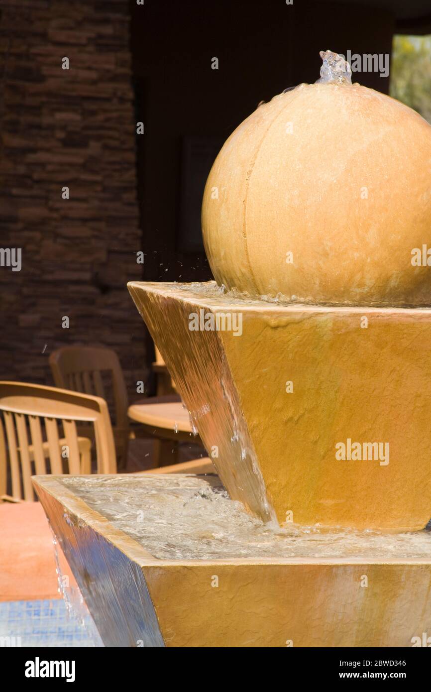Sundial Cafe Fountain, Town Center, Carefree City, Greater Phoenix Area, Arizona, USA Stock