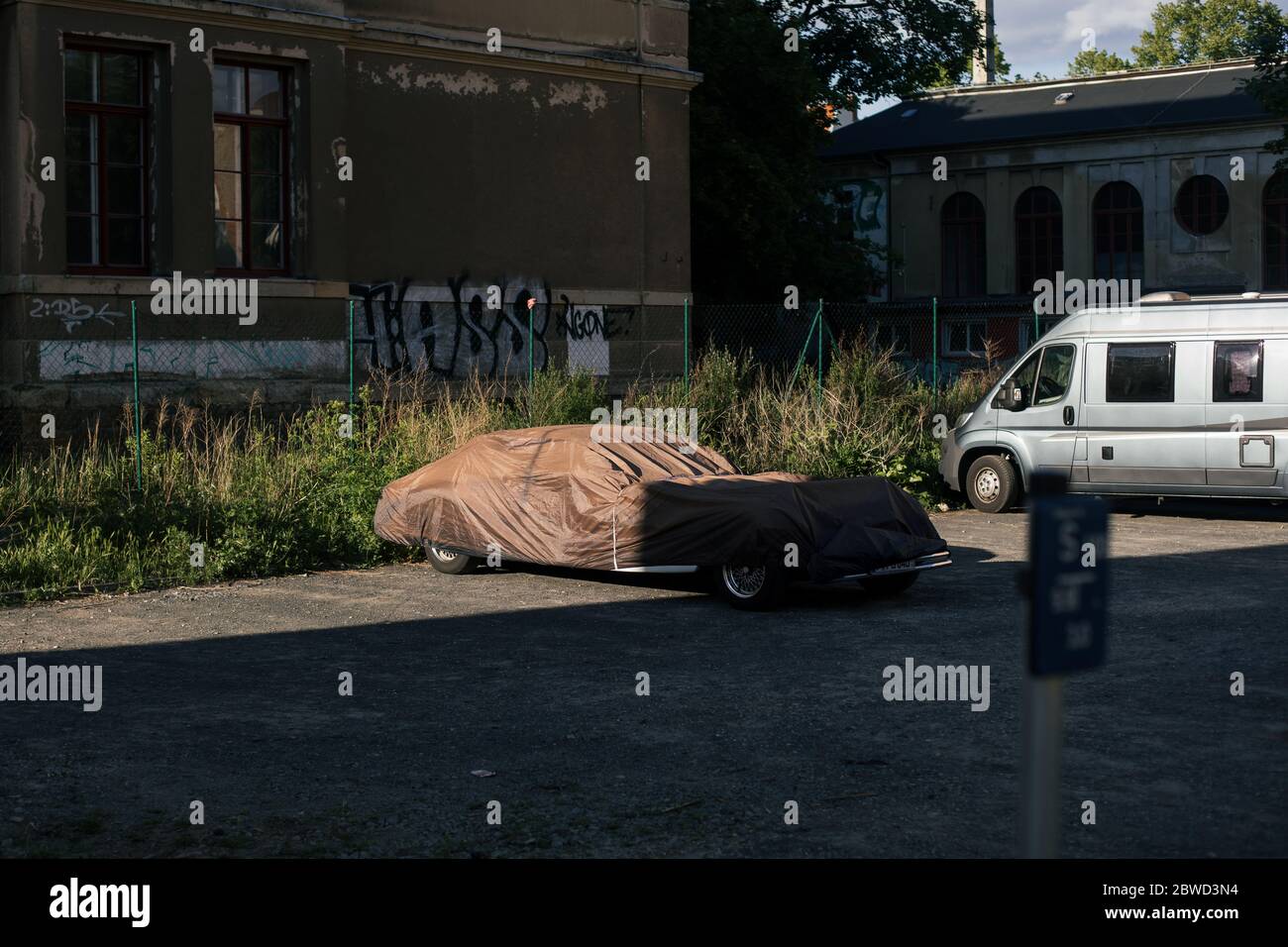 classic american car underneath cover Stock Photo Alamy