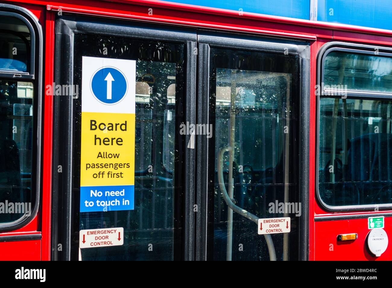 London bus operated by TFL coronavirus precaution Stock Photo