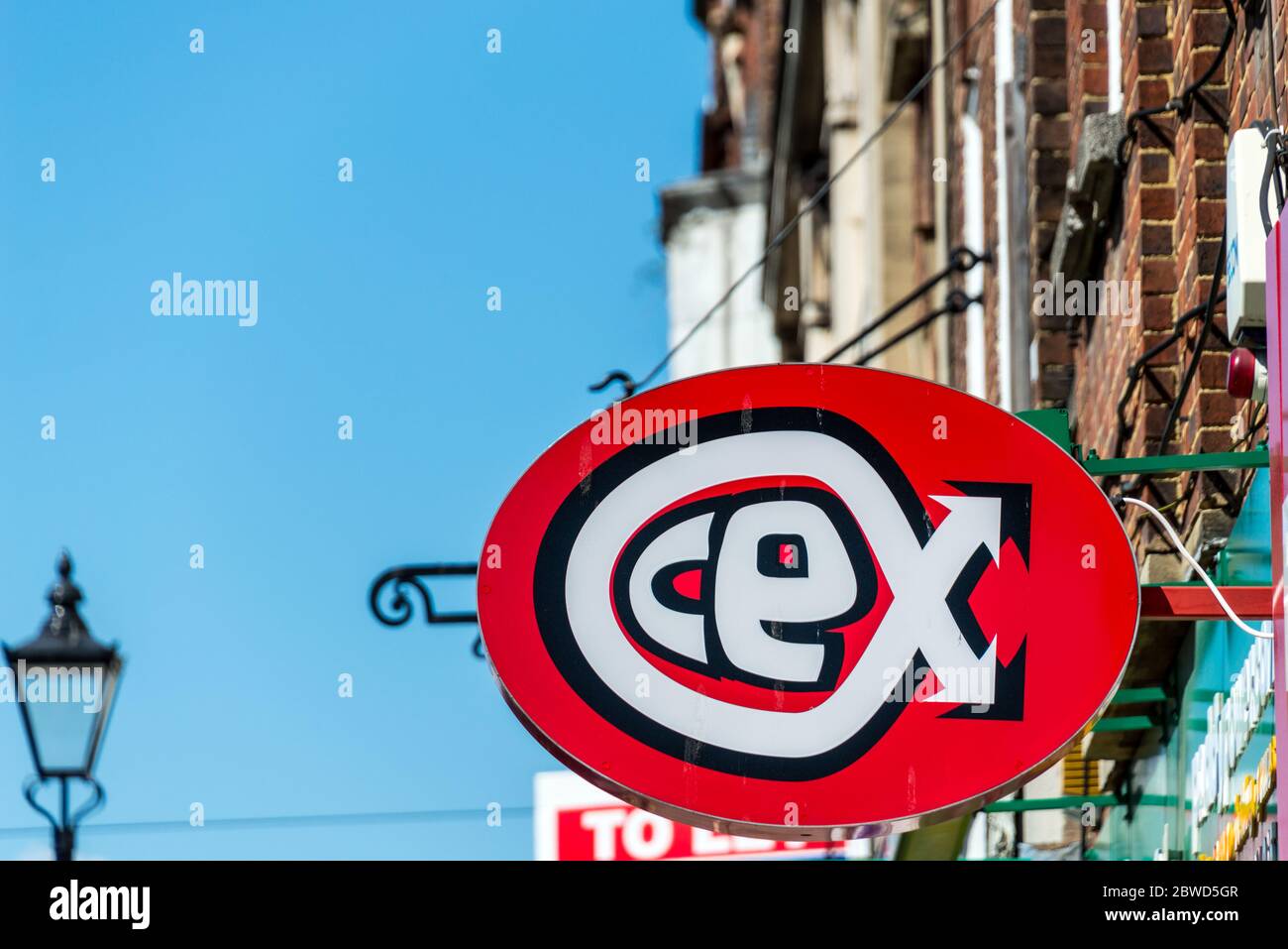WeBuy Cex shop retail board in high street Stock Photo