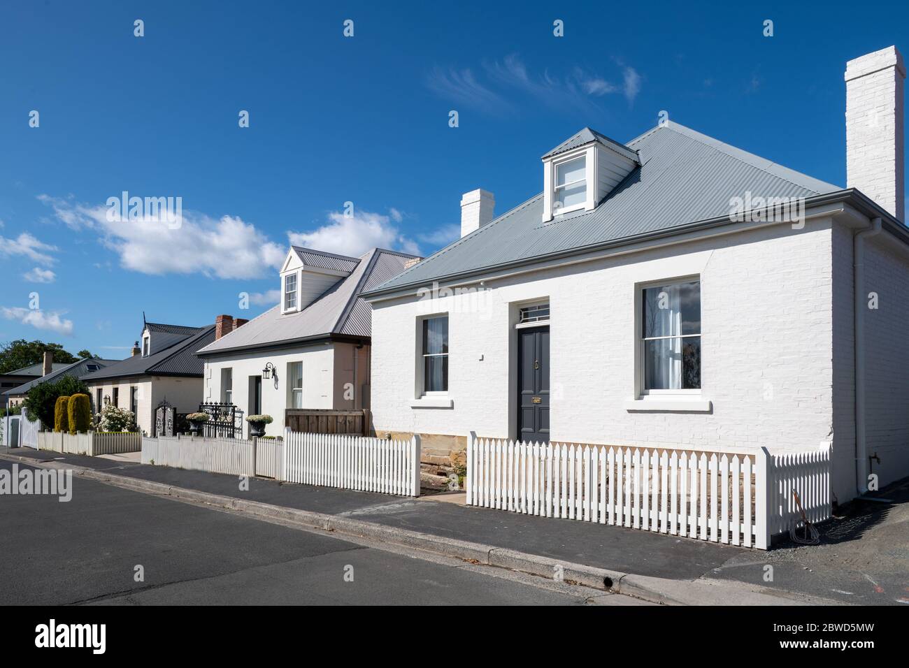 Old 19th century houses Battery Point Hobart Tasmania Australia Stock Photo Alamy