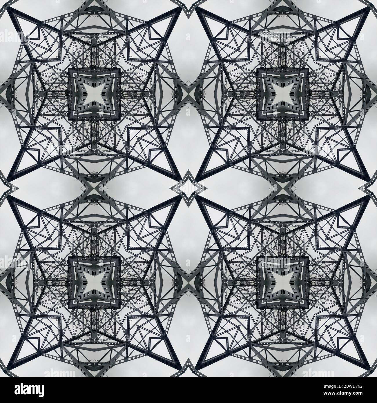 Kaleidoscope from industrial photo - architecture, metal lace, pattern ...