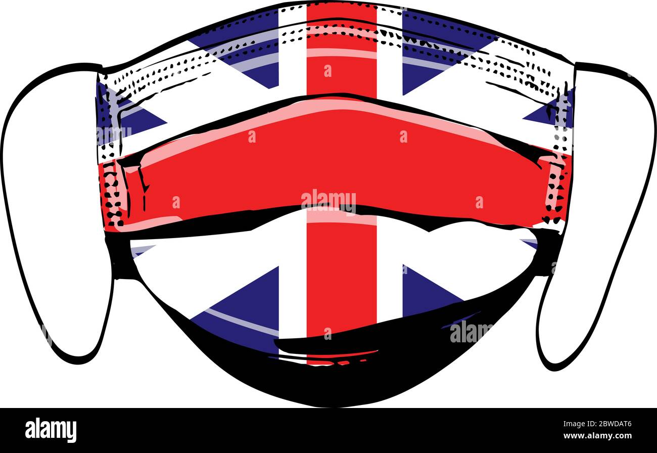England flag on medical face masks isolated on white vector illustration Stock Vector