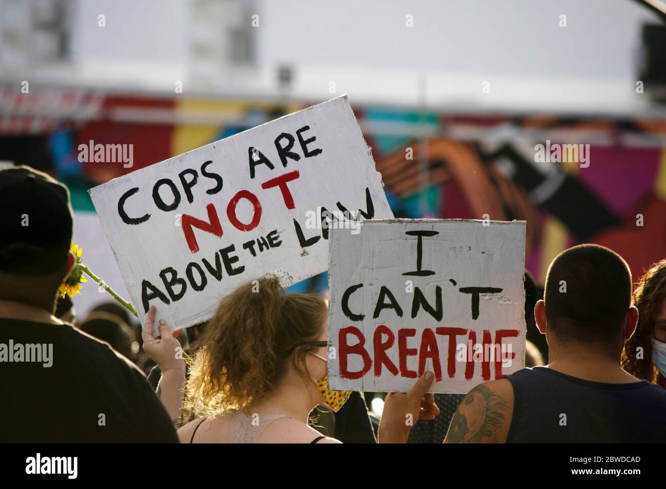 Las Vegas, NV - May 30, 2020: Protesters gather to protest and march in a nationwide call for changes in the police departments across the country on May 30, 2020 in downtown Las Vegas, Nevada. Credit: Shannon Beelman/The Photo Access Stock Photo