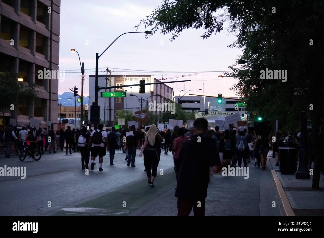 Las Vegas, NV - May 30, 2020: Protesters gather to protest and march in a nationwide call for changes in the police departments across the country on May 30, 2020 in downtown Las Vegas, Nevada. Credit: Shannon Beelman/The Photo Access Stock Photo