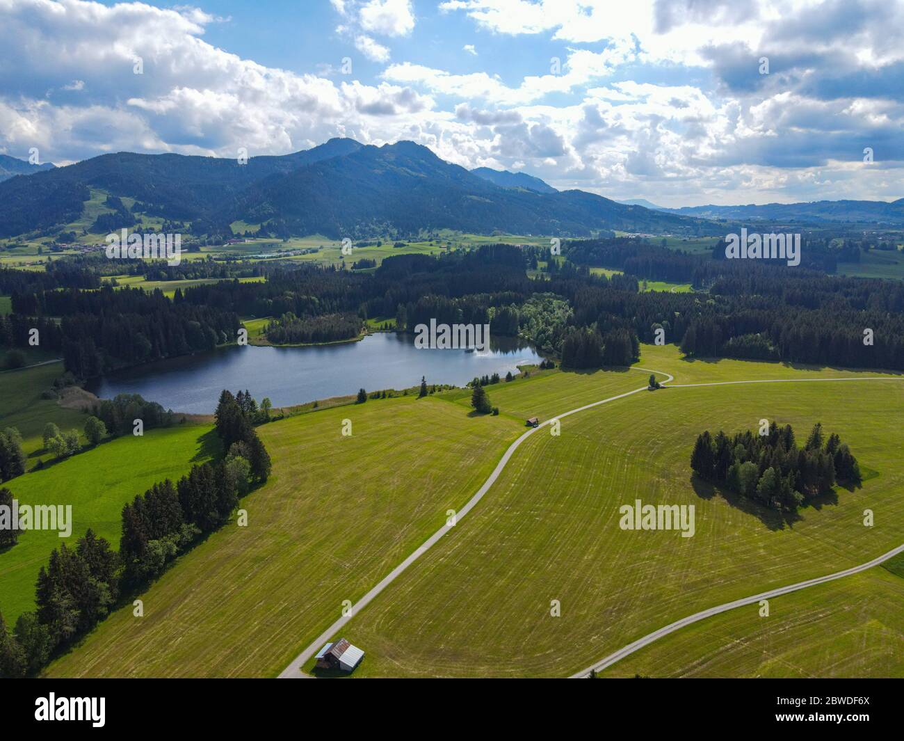 Typical Bavarian landscape in the German Alps - Allgau district Stock ...