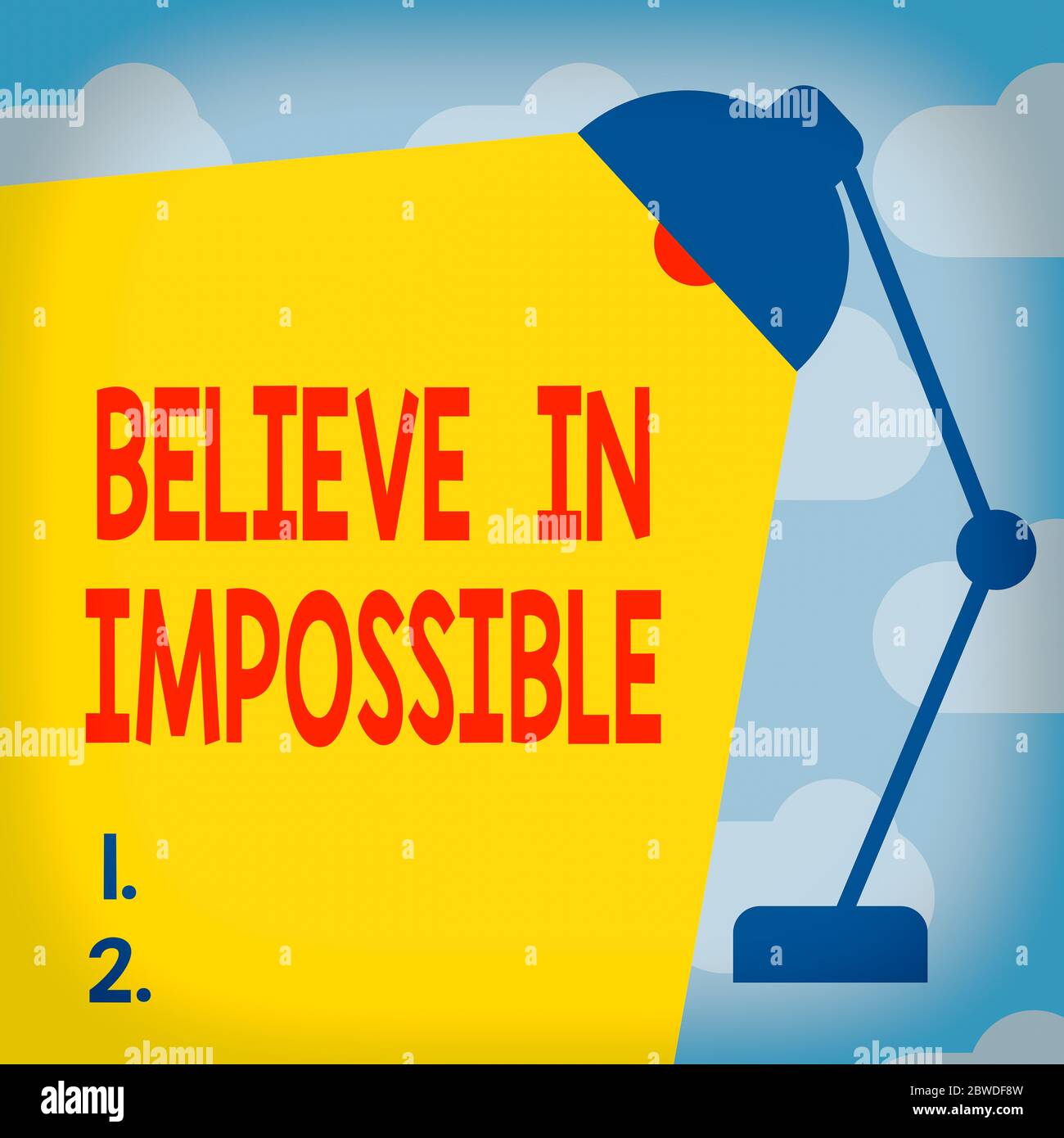Text sign showing Believe In Impossible. Business photo text motivation ...